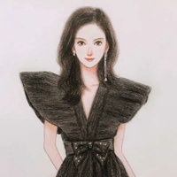 唯美彩铅画风美女头像插画