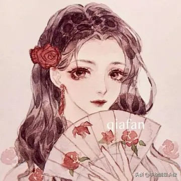 水粉色彩女生头像 (12)
