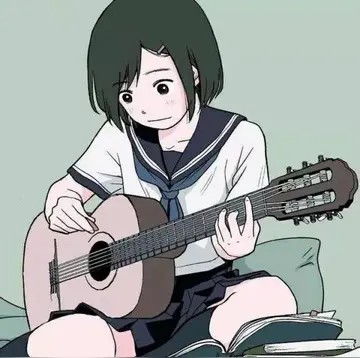 头像壁纸玩吉他的水手服少女