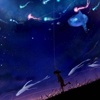 梦幻星空下的动漫少女 (10)