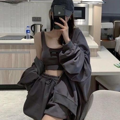 余登米春季套装女休闲运动套装女夏酷女孩盐系炸街显瘦小个子短裤三