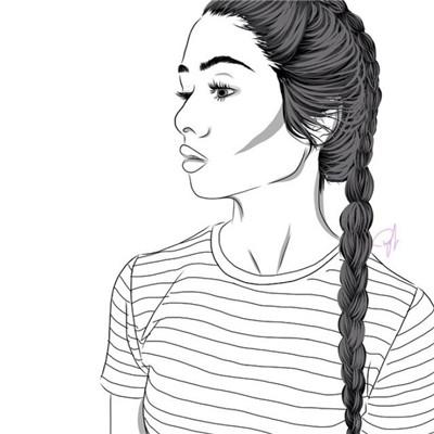 侧面女生素描头像