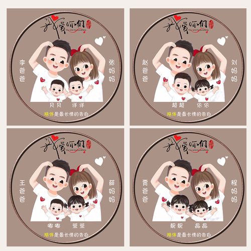 全家福微信头像制作姓氏签名制作卡通一家人头像设计一家三口四口