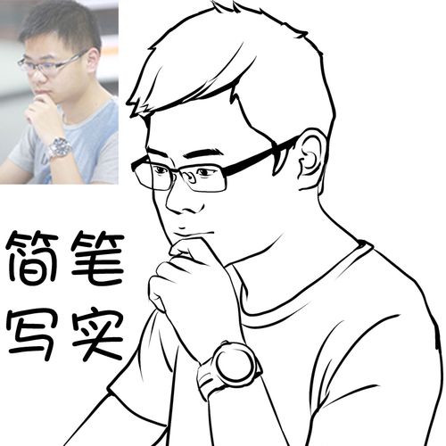 黑白q版微信抖音头像写实线稿logo简笔画真人照片转手绘设计定制