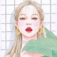 唯美彩铅画风美女头像插画 (13)