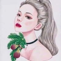 唯美彩铅画风美女头像插画 (14)