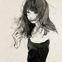 灰色卡通女生侧脸静态头像