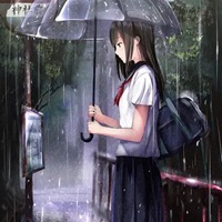 下雨卡通图片唯美伤感 女人动漫伤感下雨图片 (14)