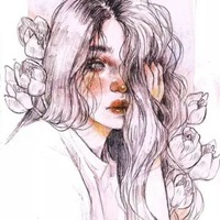 欧美复古插画女生头像 欧美风复古插画手绘女生头像 (4)