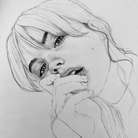 很简单的一组少女素描头像//简单的 (1)