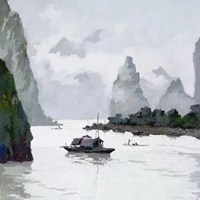 中国传统山水水墨油画 (3)