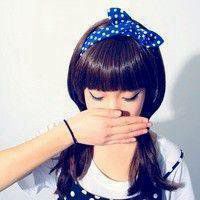 扎蓝色蝴蝶结女孩头像 (14)