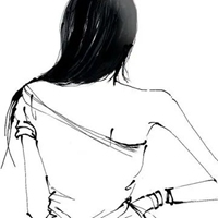 手绘黑白女生头像背影 手绘美女黑白气质图片头像 (16)